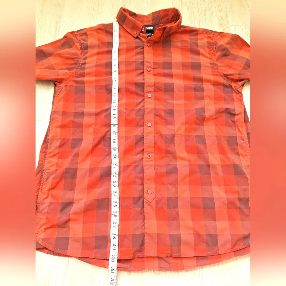 The North Face men's lightweight red orange plaid short-sleeved button-down - XL
